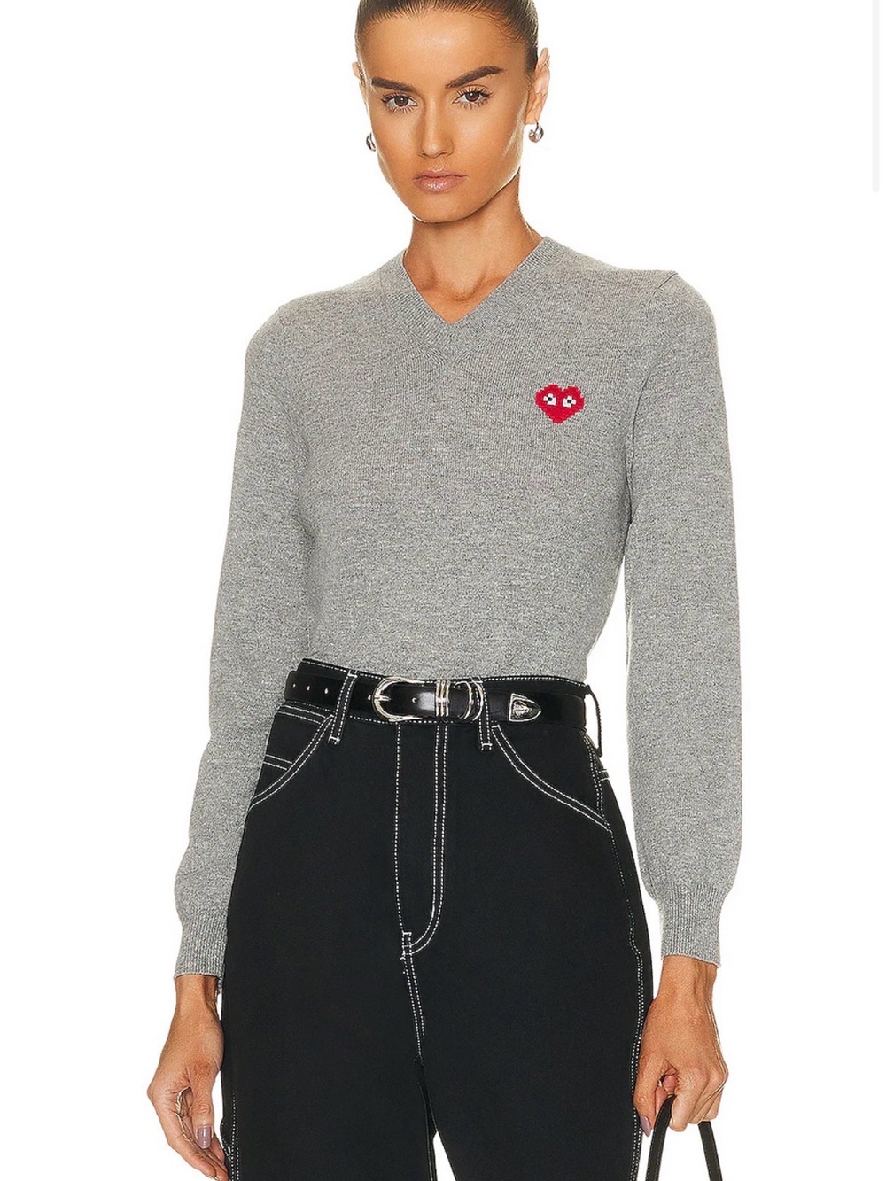 COMME DES GARCONS PLAY
Invader V-Neck Pullover Sweater MSRP$375